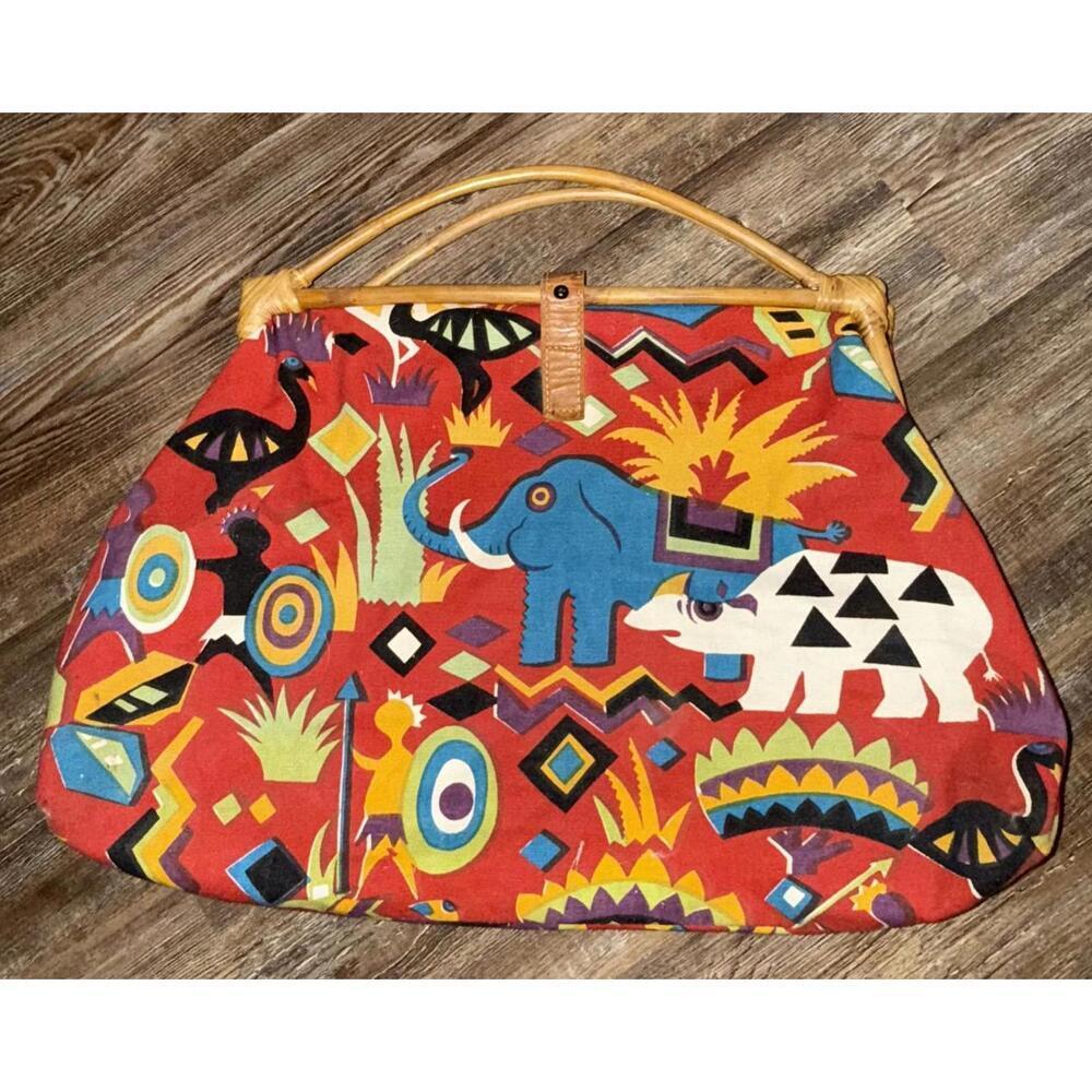 Sun N Sand Vintage Large Doctors Cotton Rhino Handbag Tribal Buckle Bag - Picture 2 of 15